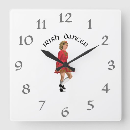 Irish Dancer Blonde in Red Vierkante Klok (Voorkant)
