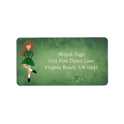 Irish Dancer - Brown Hair - Clovers Dance Address Etiket (Voorkant)