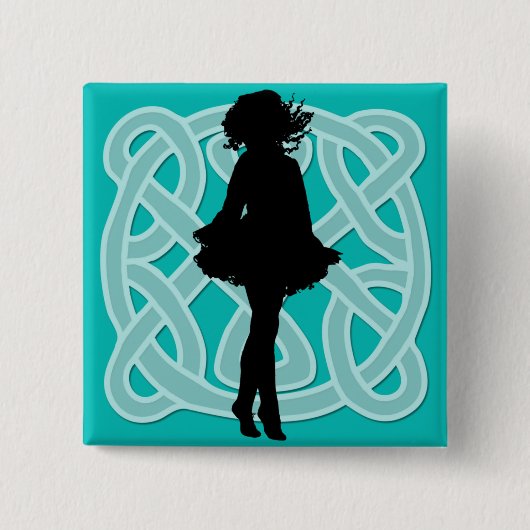 Irish Dancer Celtic Light Blue Button (Voorkant)