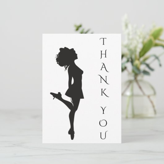 Irish Dancer Hard Dancing Black White Dance Bedankkaart (Staand voorkant)
