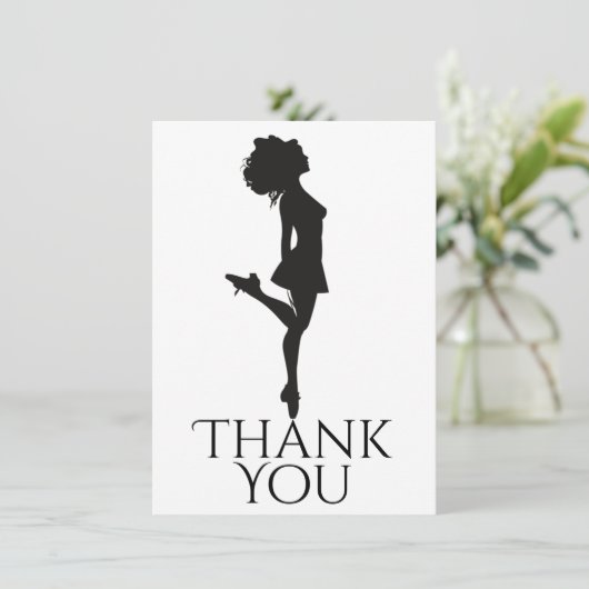 Irish Dancer Hard Dancing Black White Dance Bedankkaart (Staand voorkant)