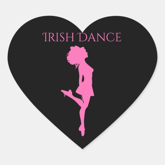 Irish Dancer Hard Shoe Black en Pink Dance Hart Sticker (Voorkant)
