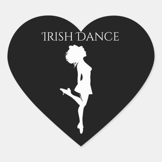 Irish Dancer Hard Shoe Black en White Dance Hart Sticker (Voorkant)