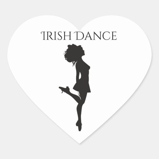 Irish Dancer Hard Shoe Black en White Dance Hart Sticker (Voorkant)