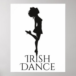 Irish Dancer Hard Shoe Black en White Dance Poster