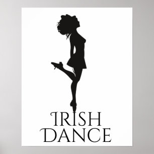 Irish Dancer Hard Shoe Black en White Dance Poster