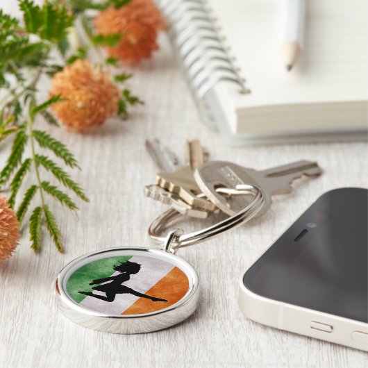 Irish Dancer Irish Flag Sleutelhanger (Zijkant)