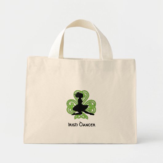 Irish Dancer Leaping Celtic Shamrock Mini Tote Bag (Voorkant)