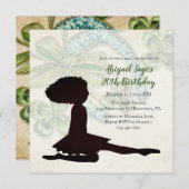Irish Dancer, Shamrock en Hoefijzer Birthday Invi Kaart (Voorkant / Achterkant)