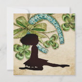 Irish Dancer, Shamrock en Hoefijzer Birthday Invi Kaart (Achterkant)