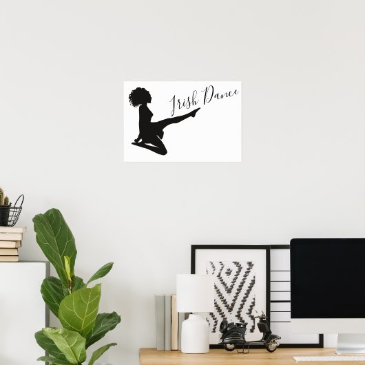 Irish Dancer Soft Shoe Black en White Dance Poster (Thuiskantoor)