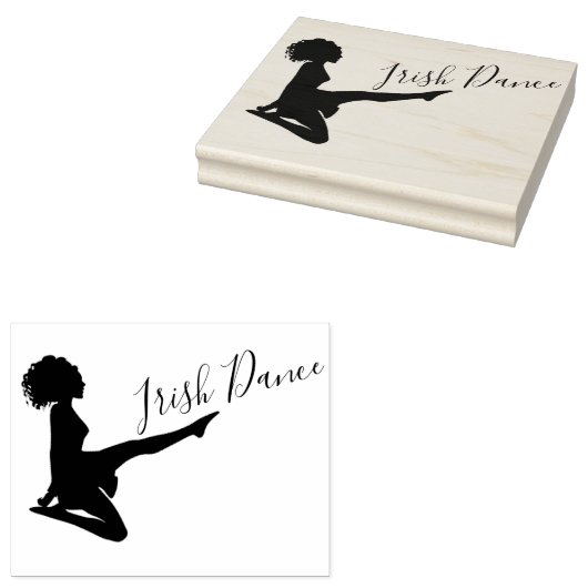 Irish Dancer Soft Shoe Black White Dance Rubberstempel (Gestempeld)