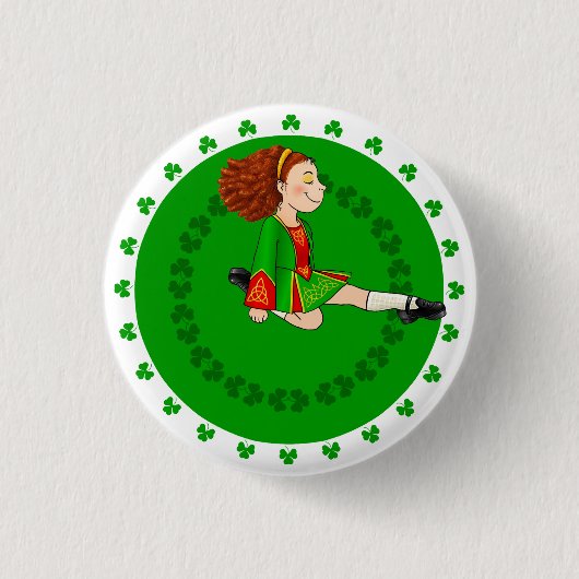 Irish Dancing Girl Badge Ronde Button 3,2 Cm (Voorkant)