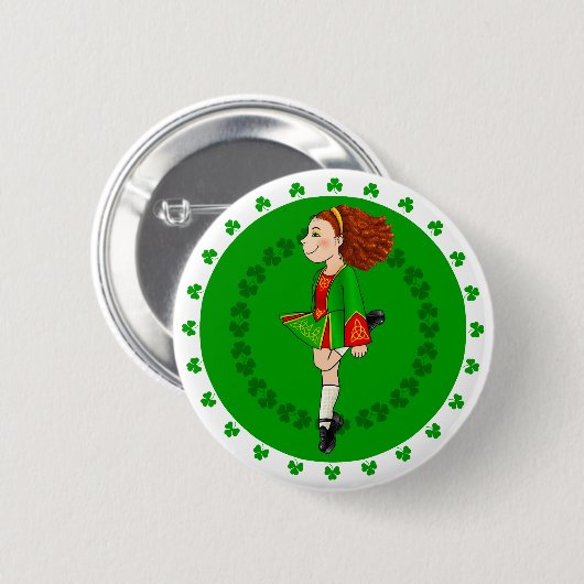 Irish Dancing Girl Badge Ronde Button 5,7 Cm (Voorkant /achterkant)