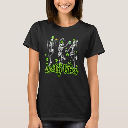 Irish Dancing Skeleton Lucky Vibes St Patrick's Da T-shirt (Voorkant)
