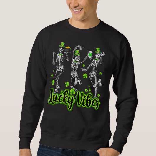 Irish Dancing Skeleton Lucky Vibes St Patrick's Da Trui (Voorkant)