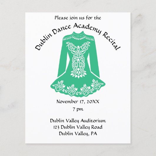 Irish Danser Dress Dance Overweging Flyer (Voorkant)