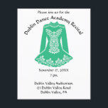 Irish Danser Dress Dance Overweging Flyer<br><div class="desc">Deze vliegers zijn perfect voor het promoten van dansoverwegingen of andere speciale evenementen. Deze flyer is voorzien van een afbeelding van een Ierse danseres jurk in kelly green, met je evenementgegevens in vetgedrukte zwarte letters. De voorkant van de flyer heeft genoeg ruimte voor al uw informatie. Noodzaak om aanvullende informatie...</div>
