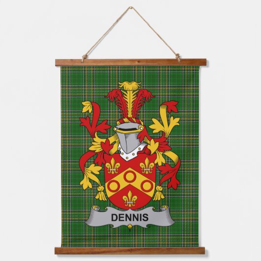 Irish Dennis Coat of Arms Family Crest Hangend Wandkleed (Voorkant)