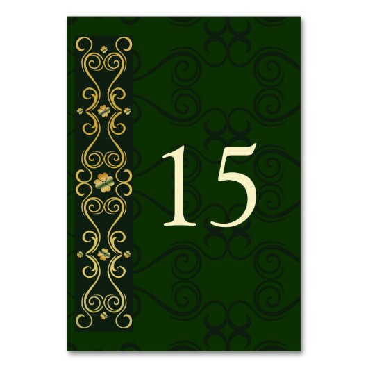 Irish Design Elegant Gold Dark Green Wedding Kaart (Voorkant)