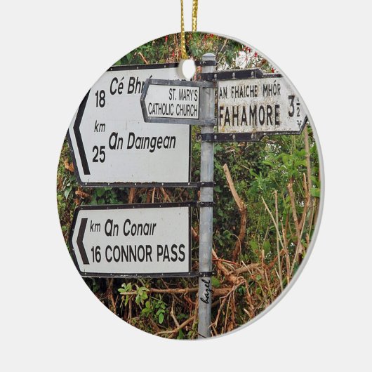 Irish Dingle Road signaleert kerstversieringen Keramisch Ornament (Links)