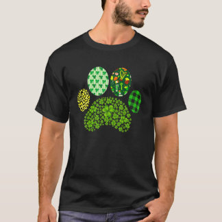 Irish Dog Paw Clovers St Patrick's Day Lucky Shamr T-shirt