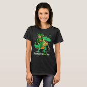 Irish Doodle Riding Dinosaur Patricks Day Shamrock T-shirt (Voorkant volledig)