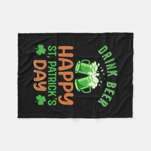 Irish Drink Beer Happy St Patrick S Day Fleece Deken (Voorkant (Horizontaal))