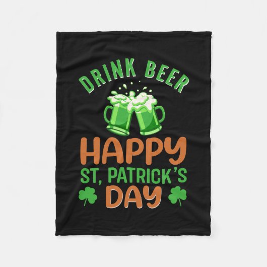Irish Drink Beer Happy St Patrick S Day Fleece Deken (Voorkant)