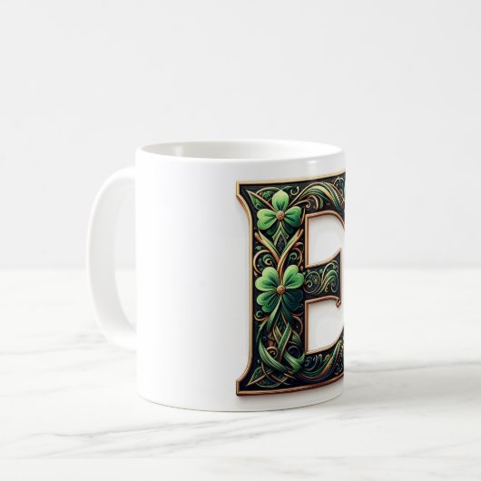 Irish E Monogram Coffee Cup Koffiemok (Voorkant links)