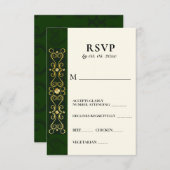 Irish Elegant Gold Artwork Abstract Green Wedding RSVP Kaartje (Voorkant / Achterkant)