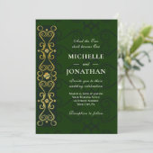 Irish Elegant Gold Artwork on Green Christelijk Kaart (Staand voorkant)