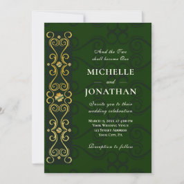 Irish Elegant Gold Artwork on Green Christelijk Kaart