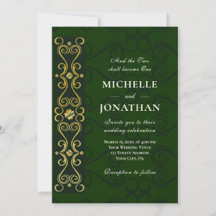 Irish Elegant Gold Artwork on Green Christelijk Kaart