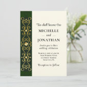 Irish Elegant Gold Dark Green Christelijk Wedding Kaart (Staand voorkant)
