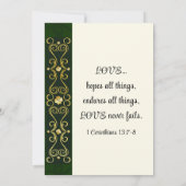 Irish Elegant Gold Dark Green Christelijk Wedding Kaart (Achterkant)