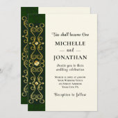Irish Elegant Gold Dark Green Christelijk Wedding Kaart (Voorkant / Achterkant)