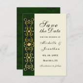 Irish Elegant Gold Dark Green Wedding Save The Date (Voorkant / Achterkant)