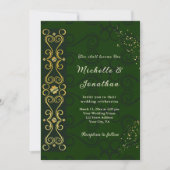 Irish Elegant Green Gold Design Christelijk Weddin Kaart (Voorkant)