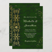 Irish Elegant Green Gold Design Christelijk Weddin Kaart (Voorkant / Achterkant)