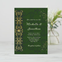 Irish Elegant Green Gold Design Christelijk Weddin