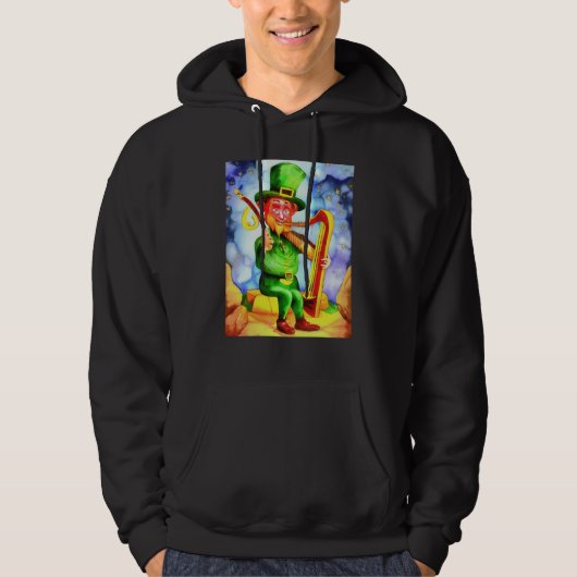 Irish Elf With Fiddle and Harp Hoodie (Voorkant)