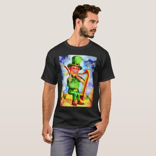 Irish Elf With Fiddle and Harp T-shirt (Voorkant volledig)