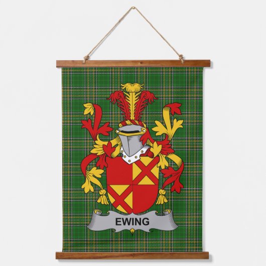 Irish Ewing Coat of Arms Family Crest Hangend Wandkleed (Voorkant)