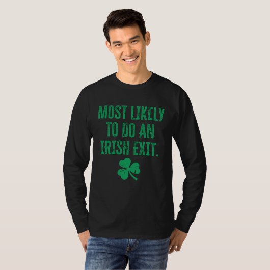 Irish Exit And Shamrock  St Patrick's Day T-shirt (Voorkant volledig)