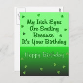 Irish Eyes Verjaardag Briefkaart (Voorkant / Achterkant)