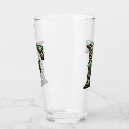 Irish F Monogram Pint Glass Glas (Links)