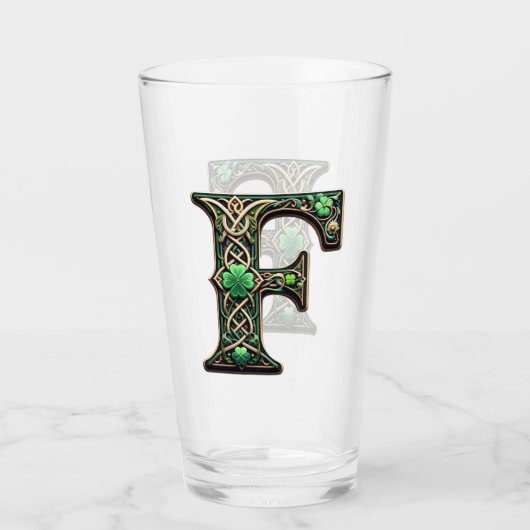 Irish F Monogram Pint Glass Glas (Voorkant)