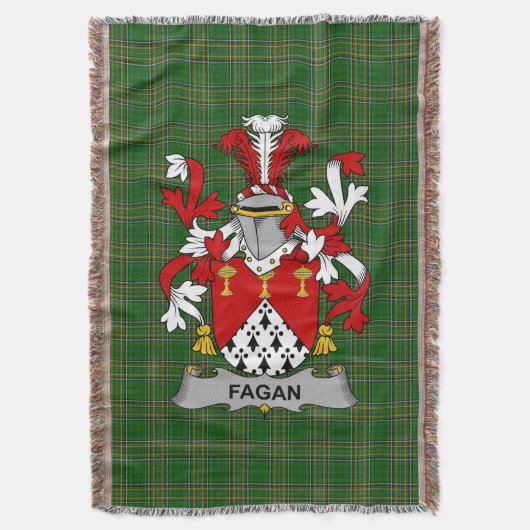 Irish Fagan Coat of Arms Family Crest Ireland Deken (Voorkant Verticaal)