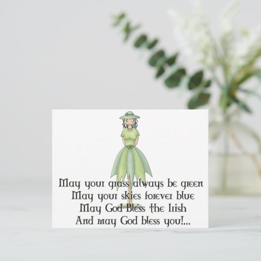 Irish Fairy Meisje 1 - Iers Quote Briefkaart (Staand voorkant)